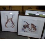 Pictures and prints to include two signed prints of hares.