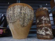 Two animal skin drums