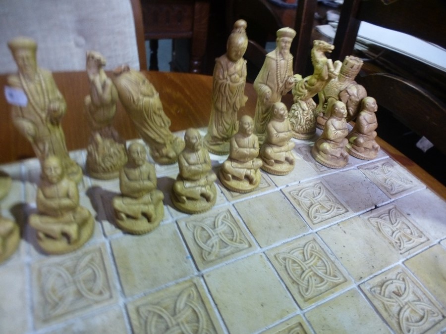 A plaster chess set having oriental style figures - Image 4 of 4