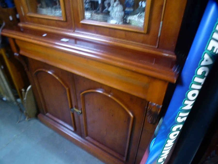 A reproduction yew wood glazed book case having one drawer with cupboard below - Image 2 of 3