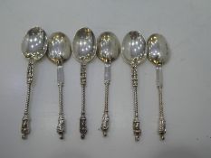 A set of six Victorian silver Apostle spoons hallmarked London 1888 Wakely and Wheeler Total weight