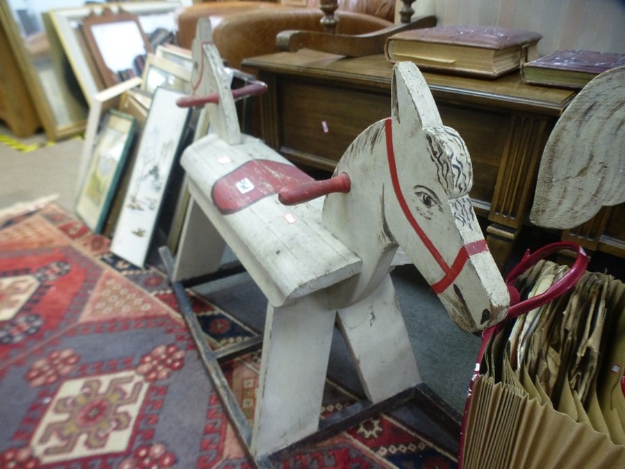 Two wooden childs rocking horses and sundry record. - Image 3 of 5