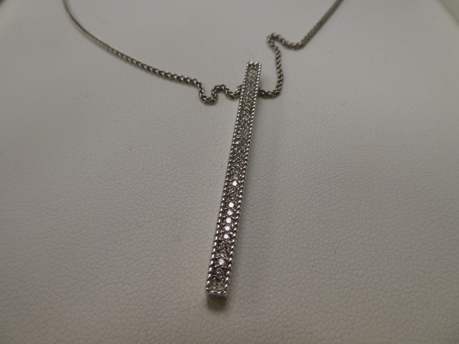 Contemporary cased silver necklace, the pendant hung with diamond chips, marked 925 - Image 2 of 5