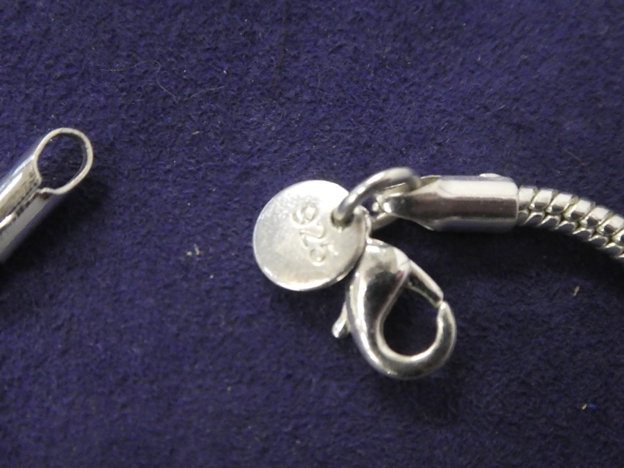 Cased set Sterling silver earrings and necklace, Silver neckchain, Continental decorated silver brac - Image 3 of 4