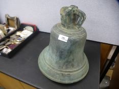 A late 19th century Crown top bronze bell, possibly by J. Warner, height 30cms