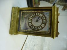 A good quality French porcelain panel carriage clock decorated ruins with repeating and striking m