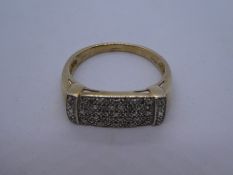 9ct yellow gold dress ring set with small clear stones, size Z, weight approx 5.3g, marked 9ct