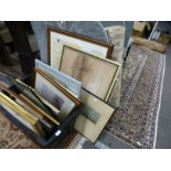A large quantity of pictures and a rug