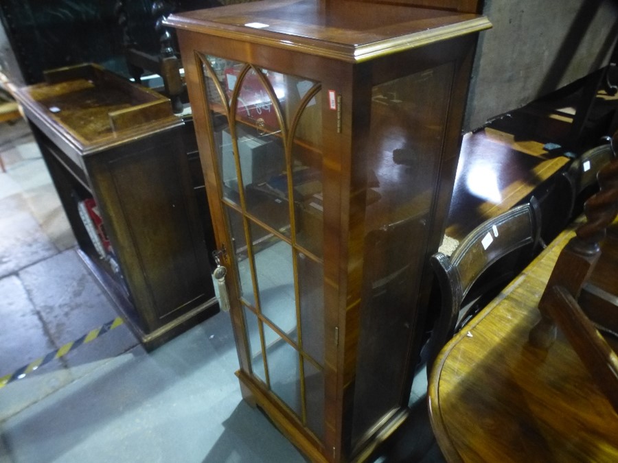 A Victorian dining chairs, a display cabinet, a two tier bedside table and a bookcase (4) - Image 3 of 7