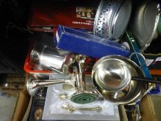 A quantity of Souvenir spoons, carnival glass, trays and sundry