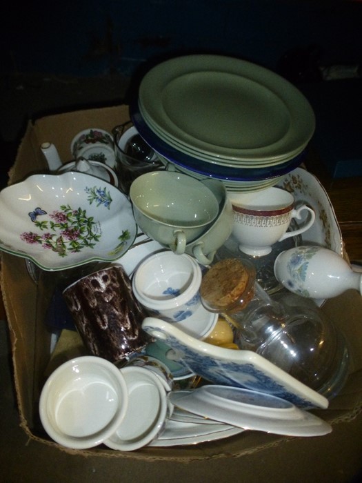 2 Boxes of mixed dinnerware incl. Spode 'Flemish Green' Portmeirion, Royal Worcester, Aynsley etc a - Image 6 of 6