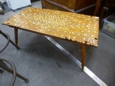 A Moorish style inlaid rectangular coffee table decorated leaves and flowers, 106.5cms