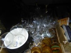 Two cartons of china, glass and similar including babycham glasses