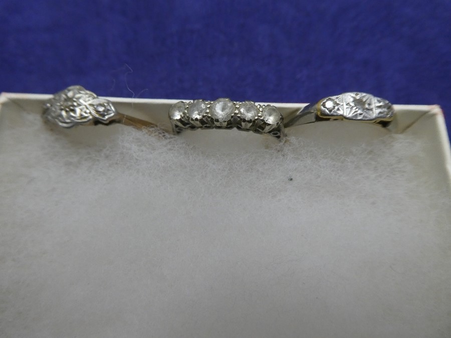 9ct yellow gold and platinum dress ring, another 9ct yellow gold example and an 18ct yellow gold and - Image 2 of 2