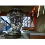 An Oriental style vase, model galleon, barometer, meat platter etc