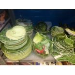 A large quantity of cabbage leaf china and similar