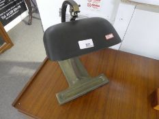 A vintage brass desk lamp with adjustable shade stamped Wedgewood