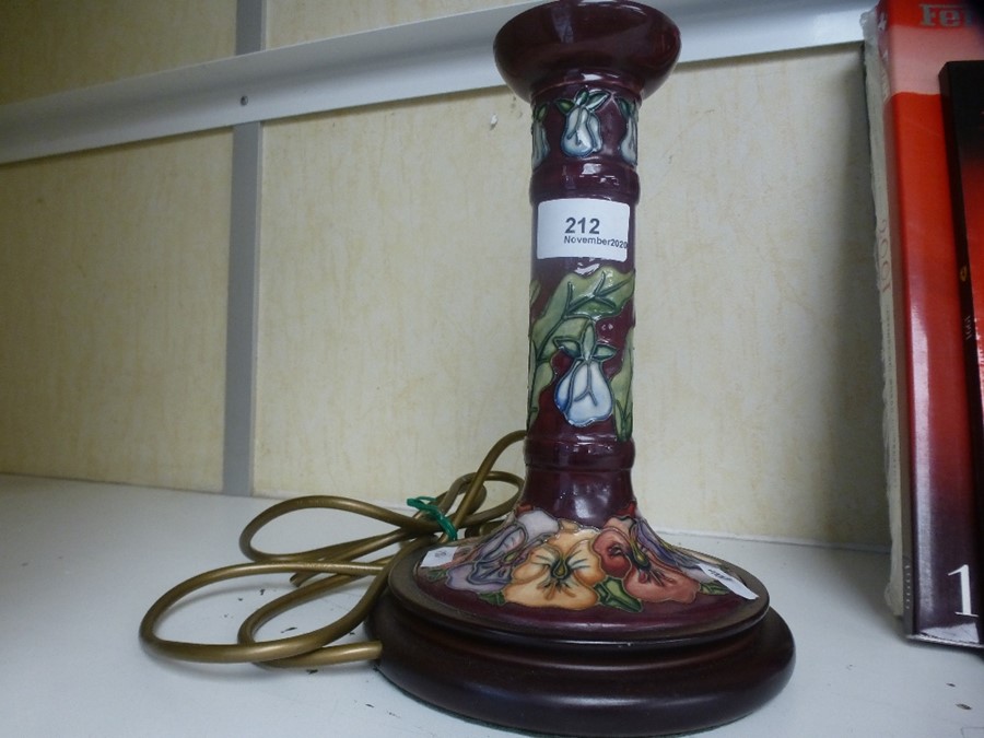 A Moorcroft style table lamp, decorated pears and flowers