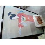 A print of Japanese Geisha girl and sundry pictures
