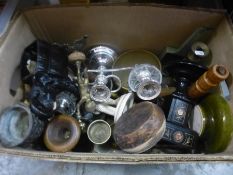 Box of mixed item to incl. candelabra, ceramic elephant, brassware , figures etc