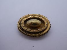 Victorian unmarked yellow metal mourning brooch, approx 4cm, weight approx 5.8g