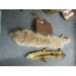 A Mappin and Webb Lizard skin handbag, a Mink stole, linen and sundry