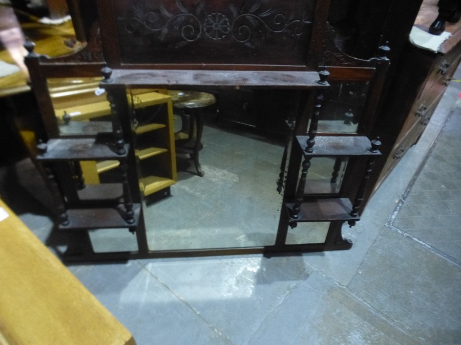 An antique mahogany hanging corner cupboard, having glazed doors, a painted armchair, an ove - Image 5 of 5