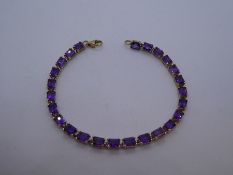 9ct yellow gold Amethyst link bracelet, with 24 faceted amethysts, gross weight approx 10g