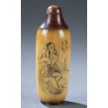 Ivory and wood snuff bottle, 19th c.