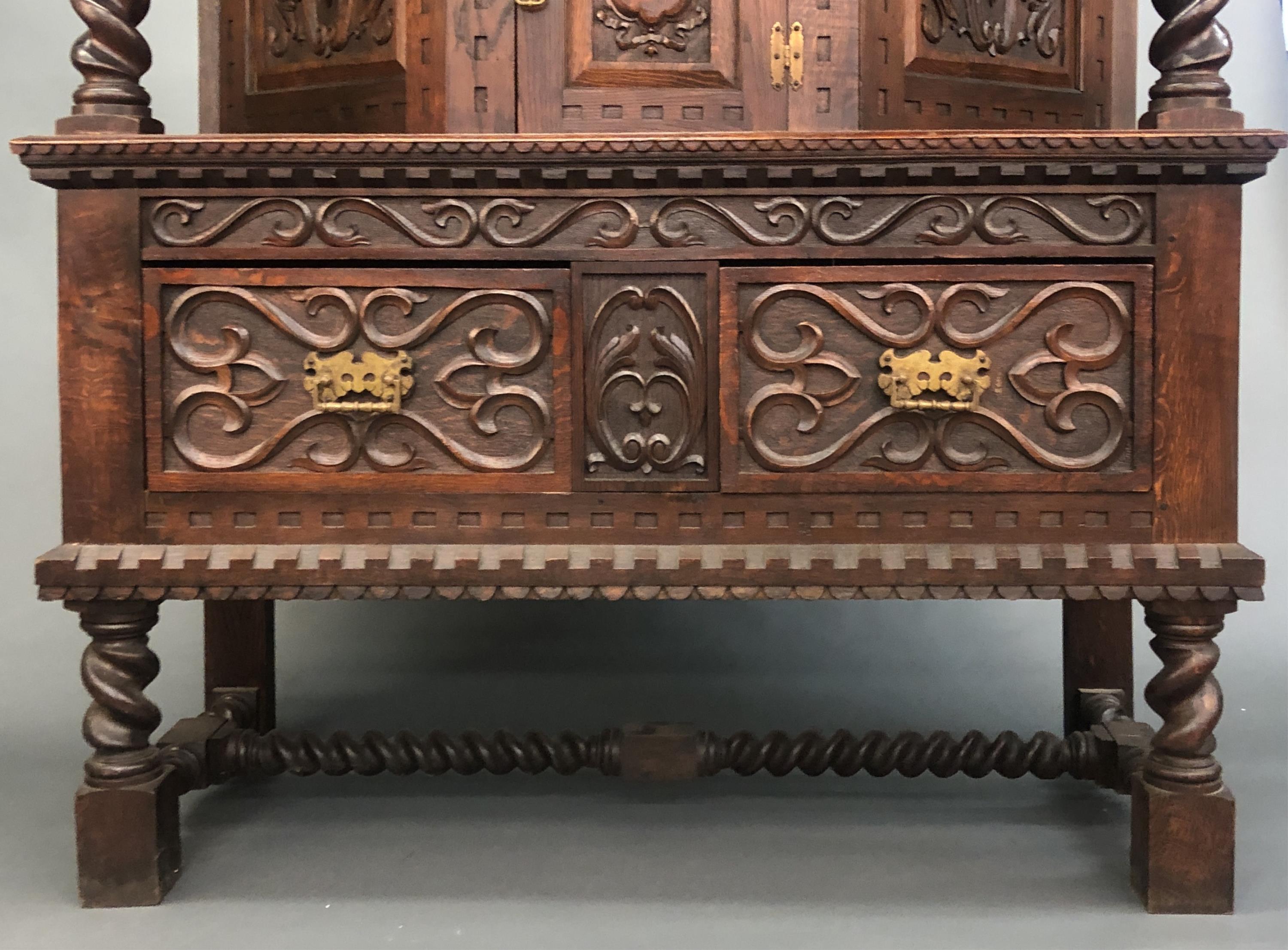 Jacobean style court cupboard, 1903. - Image 11 of 13