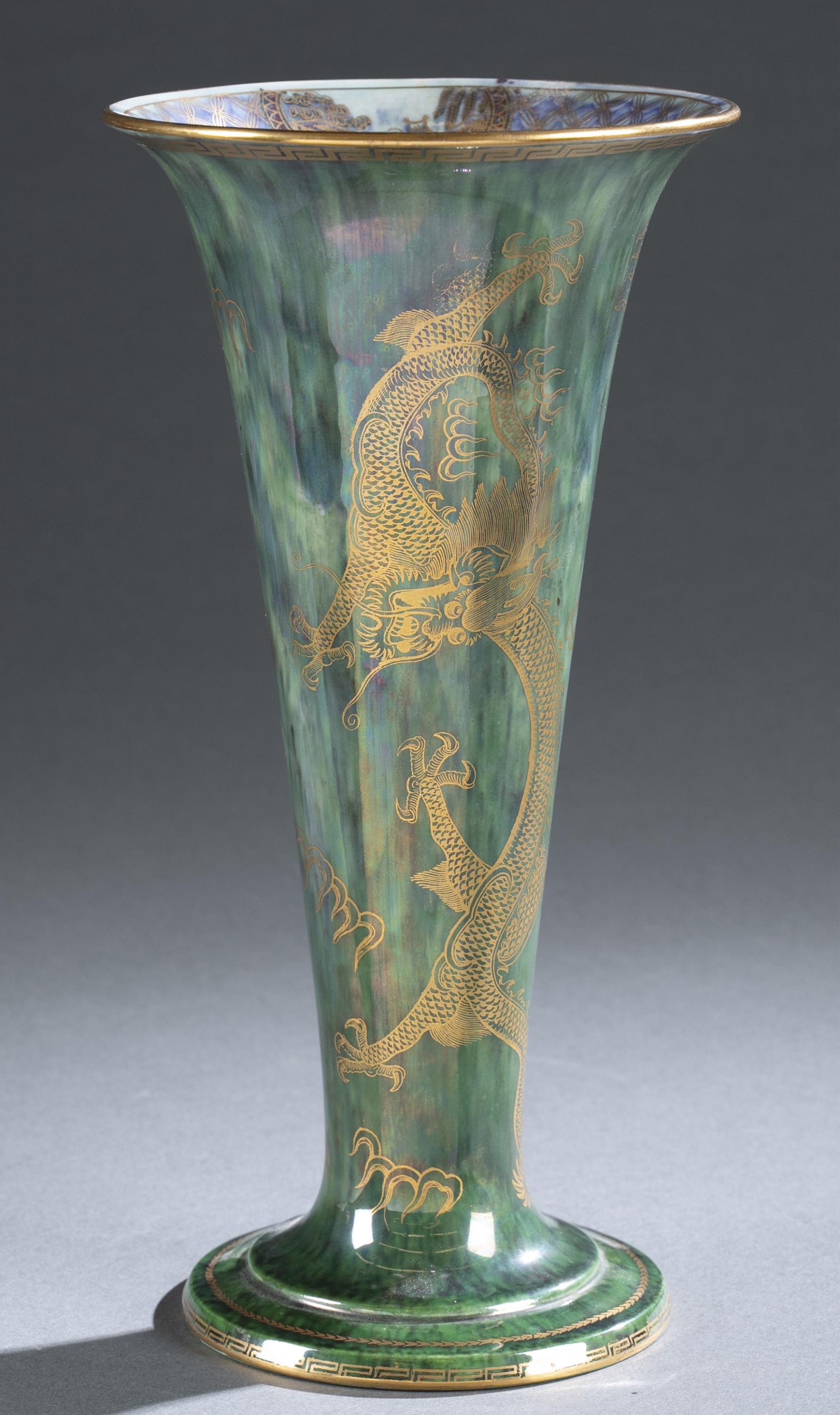 Wedgwood lustre, Dragon trumpet vase.