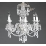 Six light crystal chandelier, 20th c.