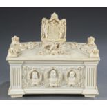 Commemorative Prussian ivory dresser box, 1880s.