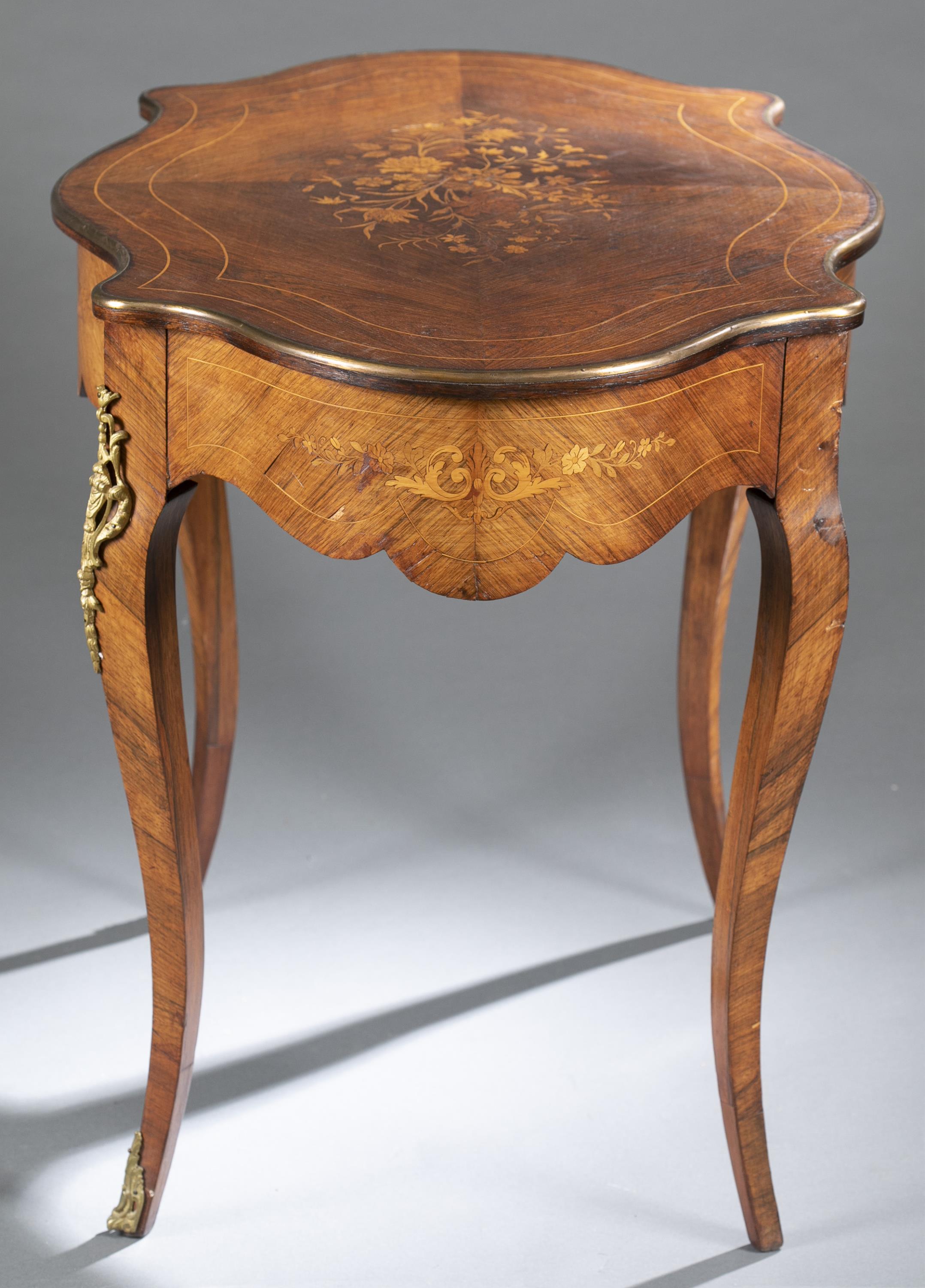 Louis XV style marquetry table, 19th century. - Image 7 of 10