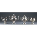 4-piece William Thomson, coin silver tea set.