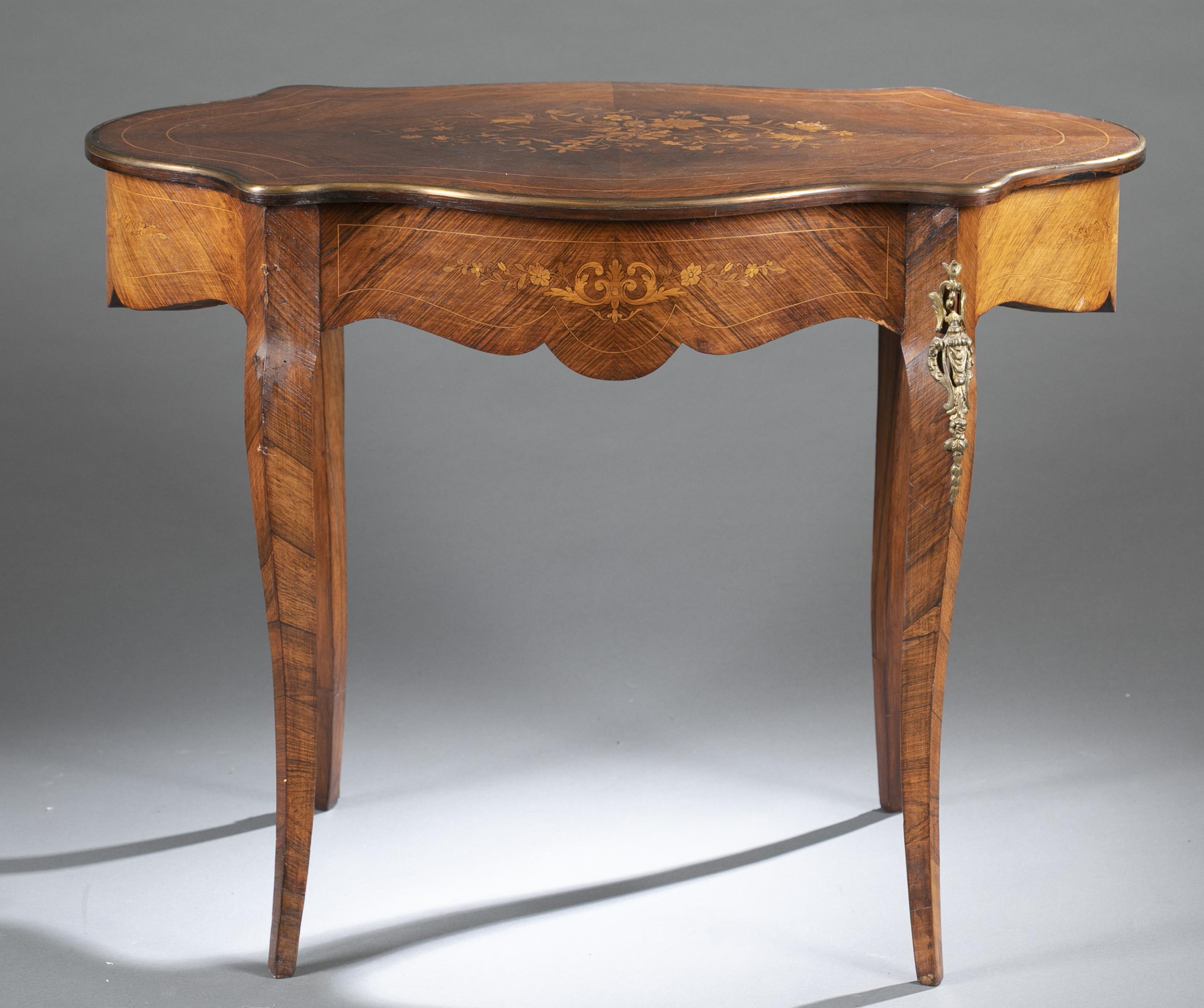 Louis XV style marquetry table, 19th century. - Image 8 of 10