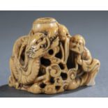 Netsuke of Dragon and Rakan, 18th c.