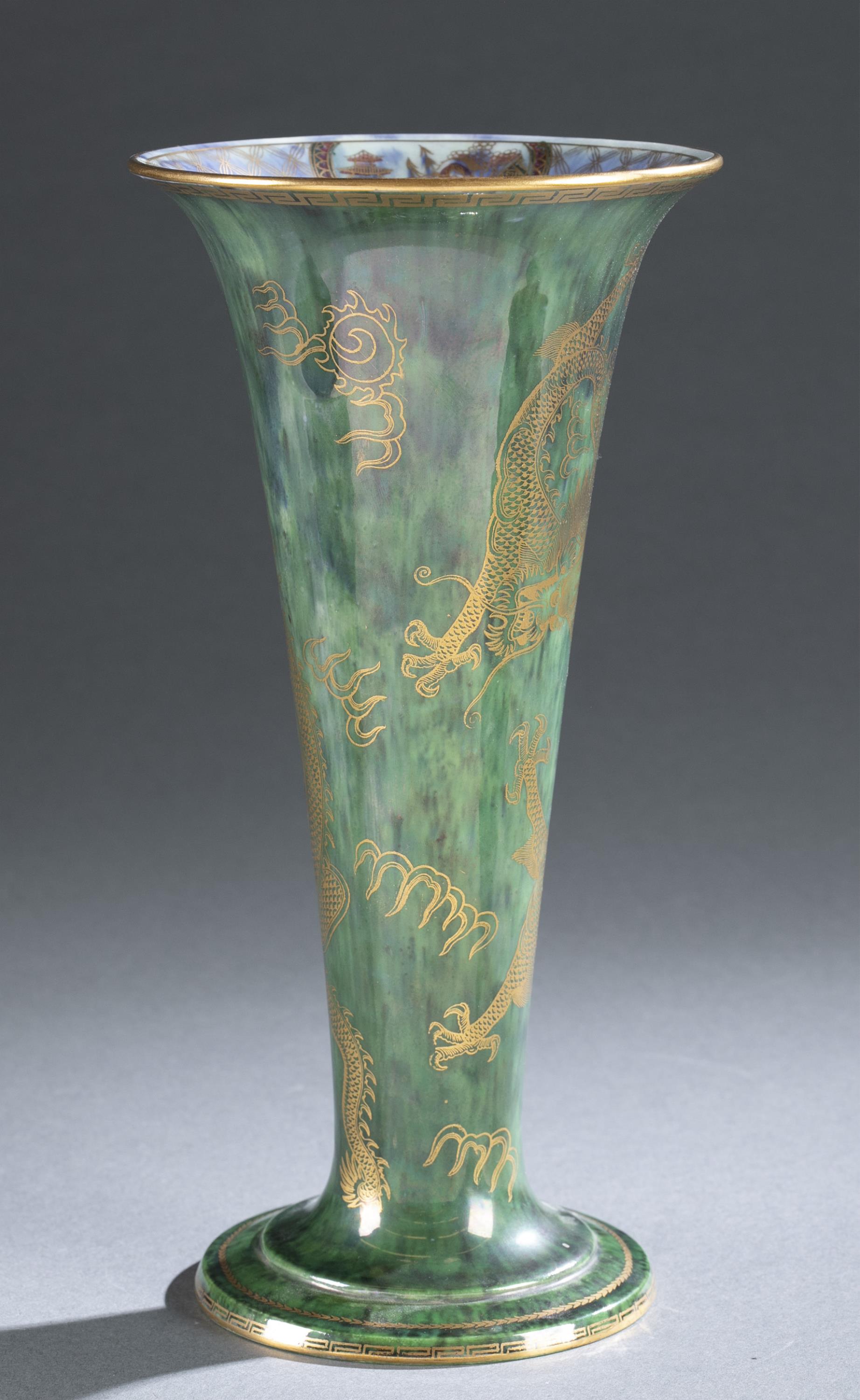 Wedgwood lustre, Dragon trumpet vase. - Image 2 of 6