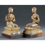 2 Gilt bronze Southeast Asian Buddhist attendants.