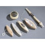 6 Mother of Pearl and Abalone Sewing Implements