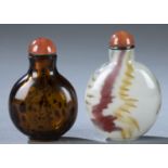 2 Glass snuff bottles, 19th c.