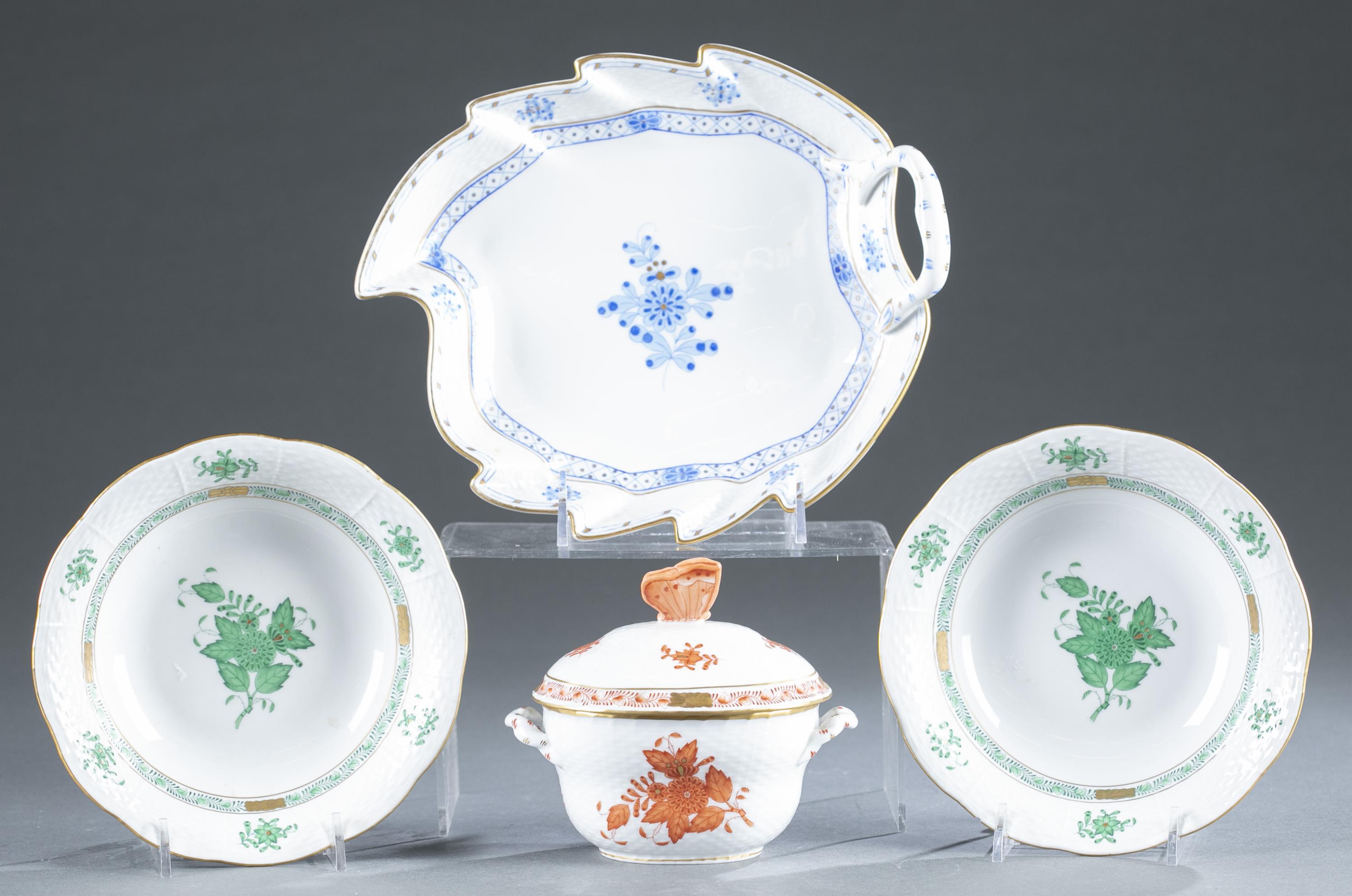 4 Herend "Blue Garden" & "Chinese Bouquet" pieces.