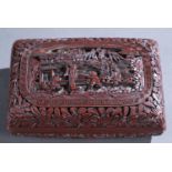 Carved Chinese cinnabar box, 19th/20th century.