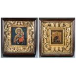 2 Russian Icons with kiots, 19th/20th c.