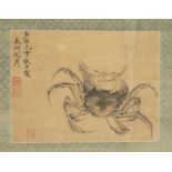 Chinese scroll painting of a crab.