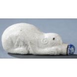 Porcelain rat form snuff bottle, 19th c.