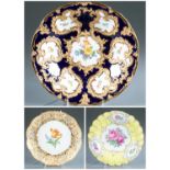 3 Meissen floral cabinet plates, 19th/20th c.