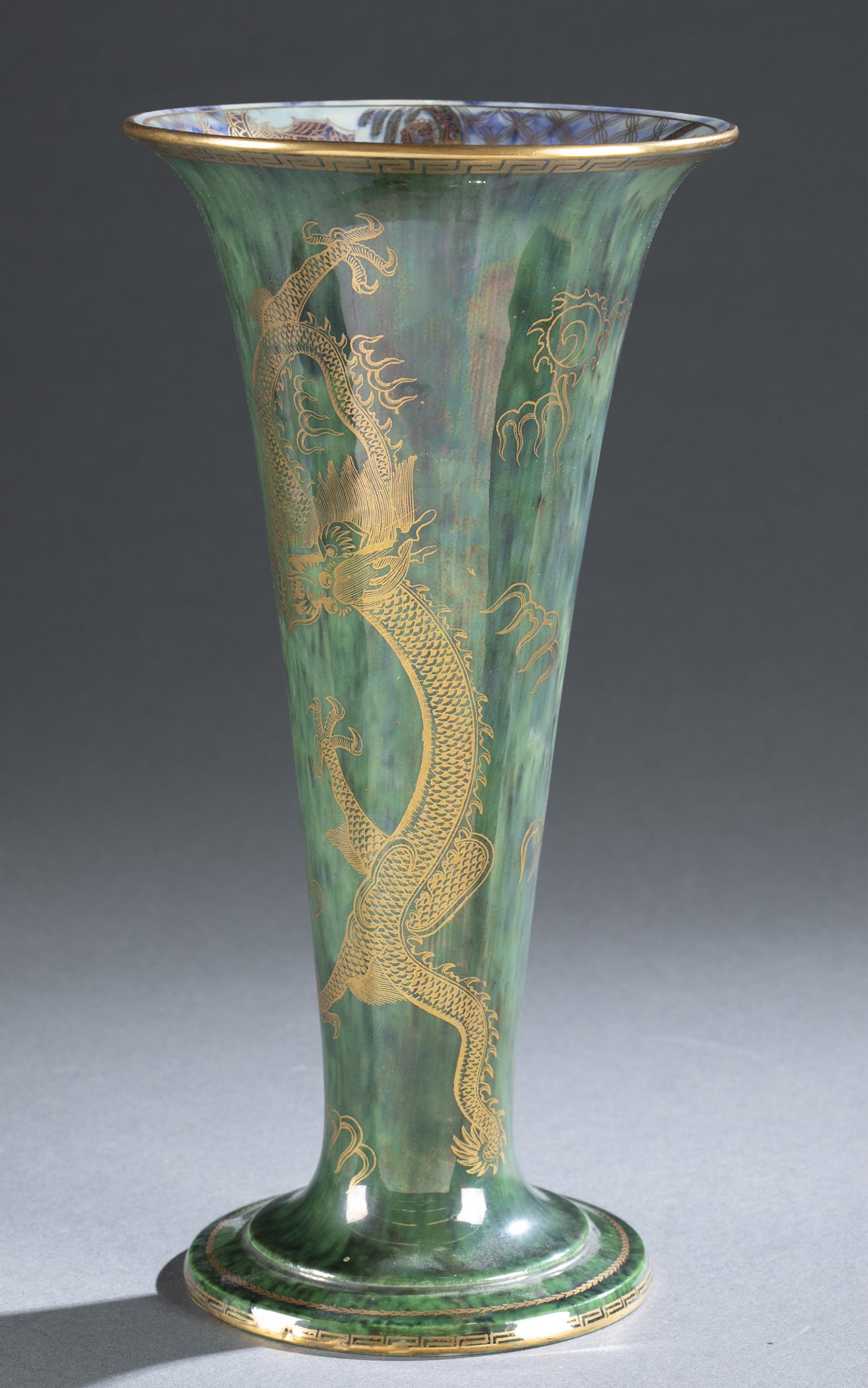 Wedgwood lustre, Dragon trumpet vase. - Image 3 of 6