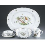 27 Herend "Rothschild Bird" tableware pieces.