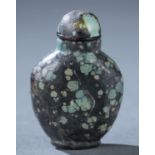 Miniature turquoise matrix snuff bottle, Late 19th